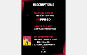 Dates d'inscriptions 2025 - 2026